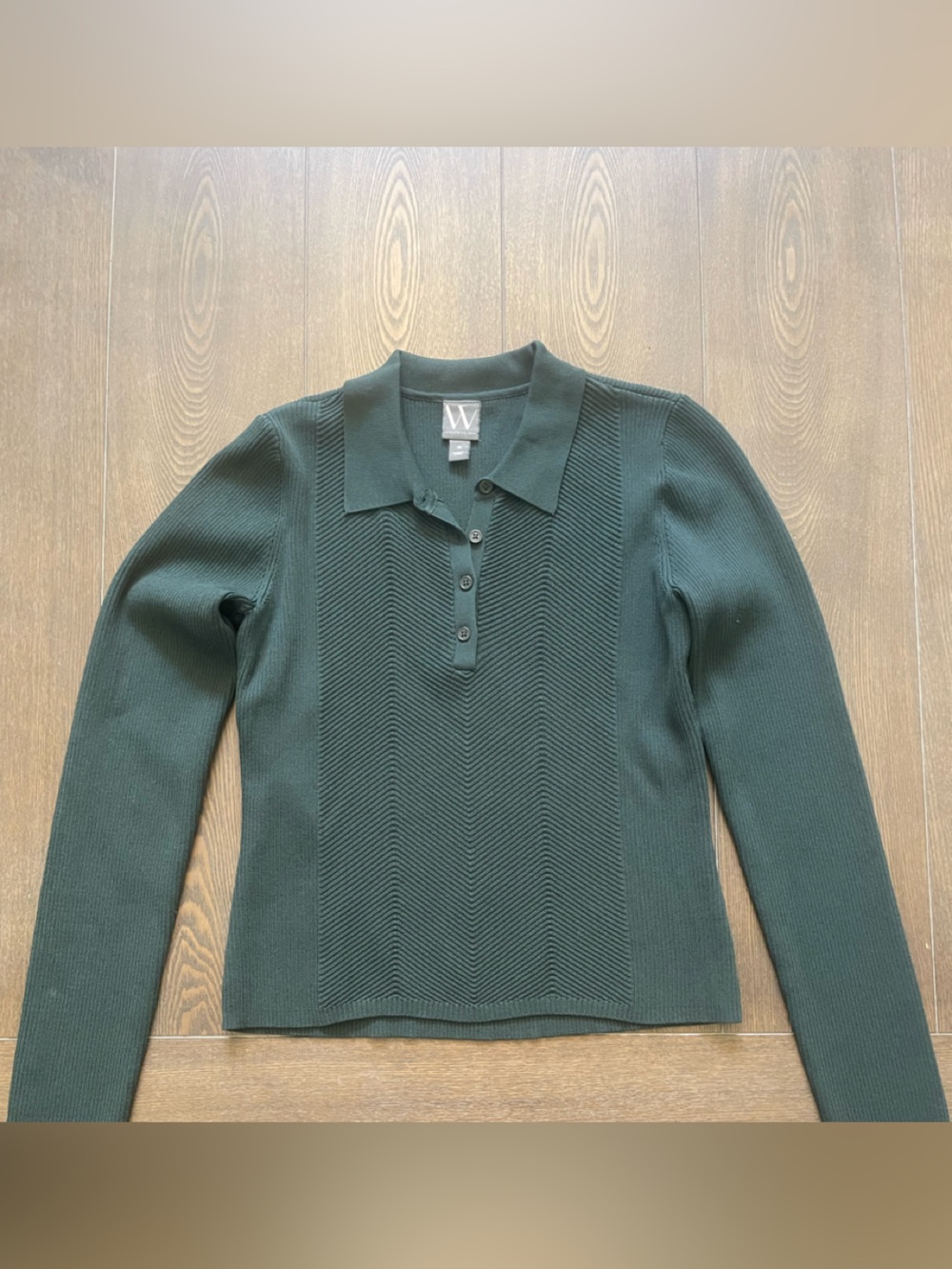Worthington Dark Green Ribbed Button Front Sweater. Runs small.